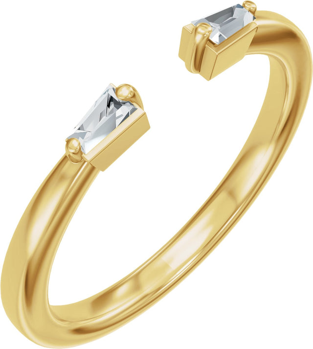 14K Gold Tapered Baguette Lab-Grown Diamond Accented Vintage-Inspired Open Band - Yellow Gold