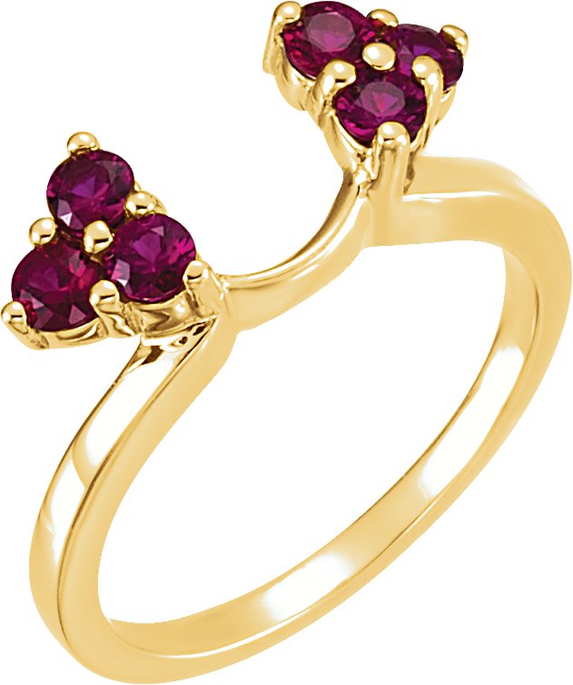 14K Gold Round Natural Ruby Wrap-Style Ring Enhancer – 2.8mm Stones