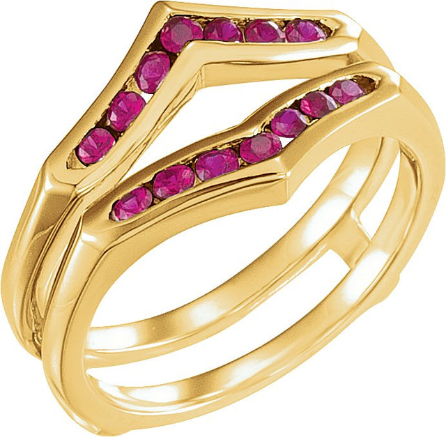 14K Gold Round Natural Ruby Channel-Set Ring Guard