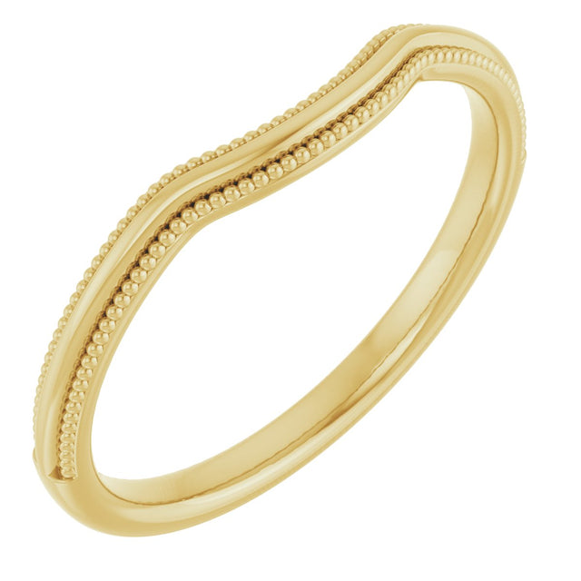 14K Gold Beaded Edge Contour Band - Yellow Gold