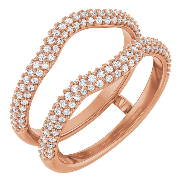 14K Gold Round Natural Diamond Pavé-Style Ring Guard II - Rose Gold