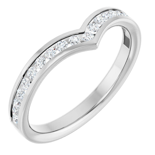 Platinum Round Lab-Grown Diamond Channel-Set V Contour Band