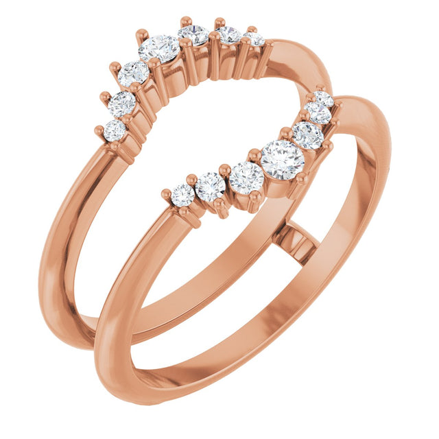 14K Gold Round Lab-Grown Diamond Ring Guard – 2.2-3.5mm Stones - Rose Gold