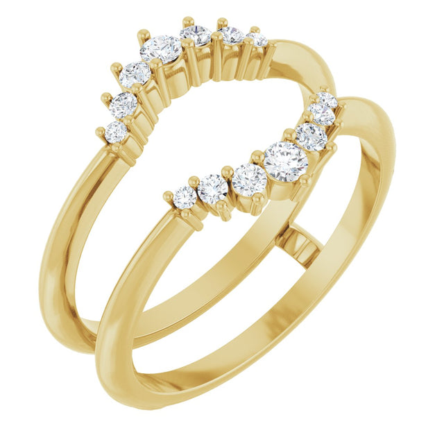 14K Gold Round Lab-Grown Diamond Ring Guard – 2.2-3.5mm Stones - Yellow Gold