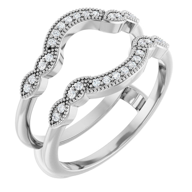 14K Gold Round Lab-Grown Diamond Vintage-Inspired Ring Guard - White Gold