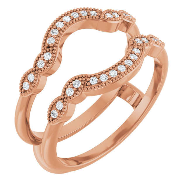 14K Gold Round Lab-Grown Diamond Vintage-Inspired Ring Guard - Rose Gold