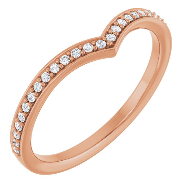 14K Gold Round Natural Diamond V Contour Band - Rose Gold