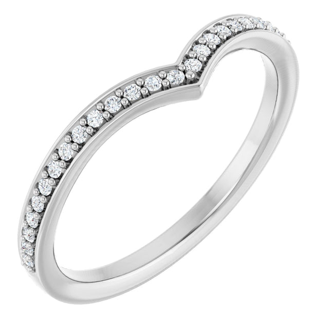 Platinum Round Natural Diamond V Contour Band