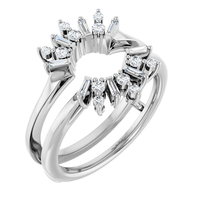 Platinum Round Lab-Grown Diamond Art Deco Baguette Ring Guard
