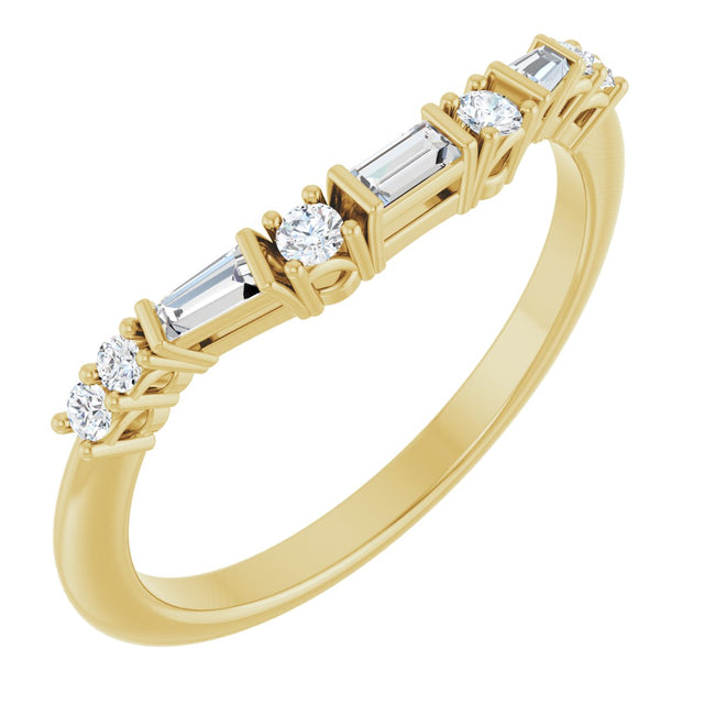 14K Gold Natural Diamond Contour Band - Yellow Gold