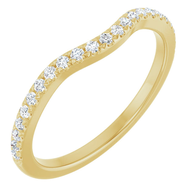 14K Gold Round Natural Diamond French-Set Contour Band - Yellow Gold