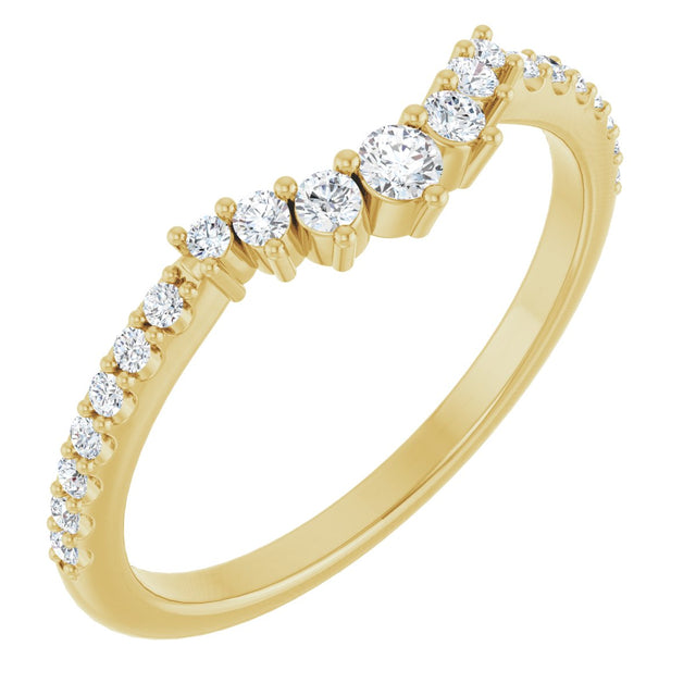 14K Gold Round Lab-Grown Diamond Accented Contour Band – 1.2-2.5mm Stones - Yellow Gold