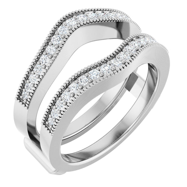 Platinum Round Natural Diamond Milgrain Edge Ring Guard