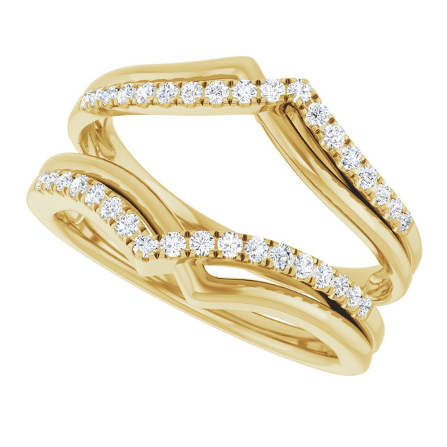 14K Gold Round Natural Diamond Ring Guard IX - Yellow Gold