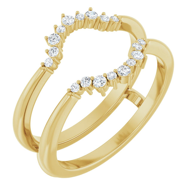 14K Gold Round Natural Diamond Ring Guard III - Yellow Gold