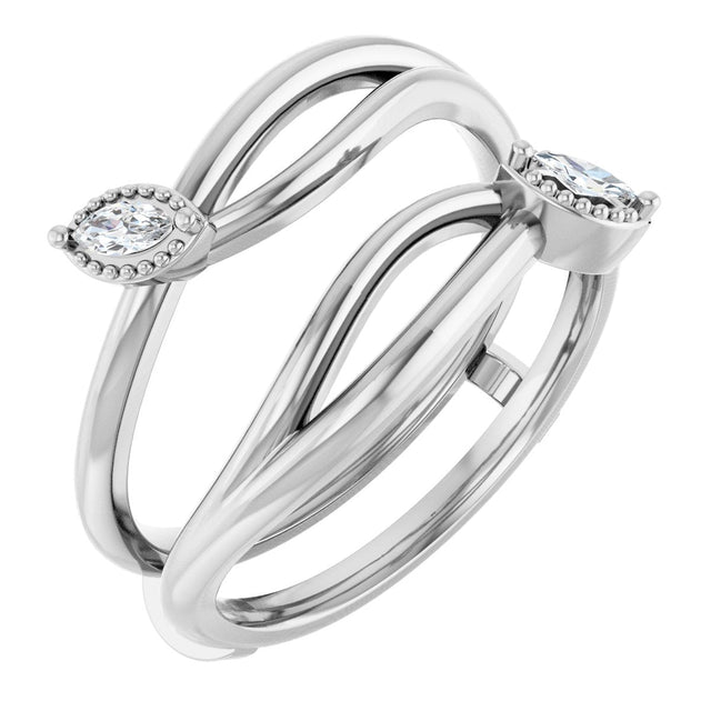 Platinum Marquise Natural Diamond Bypass Ring Guard