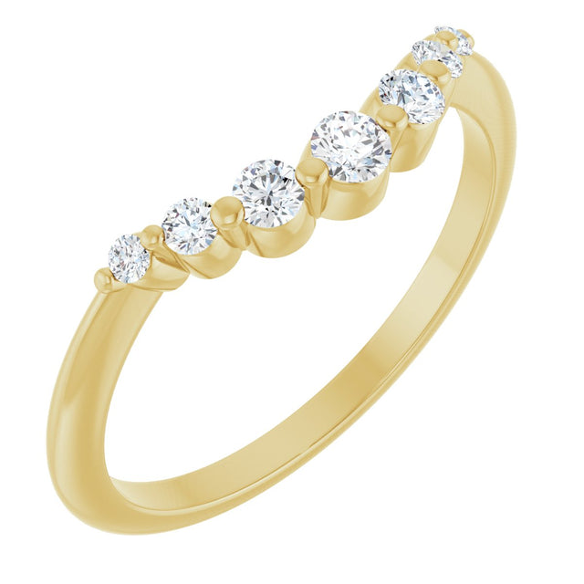 14K Gold Round Lab-Grown Diamond Contour Band – 2.5mm Stones - Yellow Gold