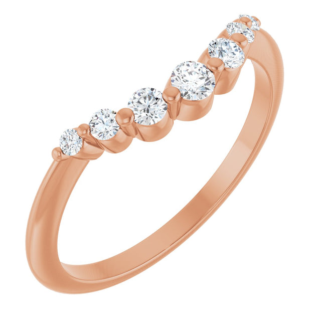 14K Gold Round Lab-Grown Diamond Contour Band – 2.5mm Stones - Rose Gold