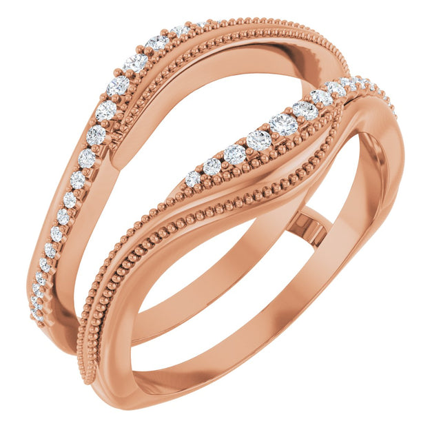 14K Gold Round Lab-Grown Diamond Ring Guard III - Rose Gold