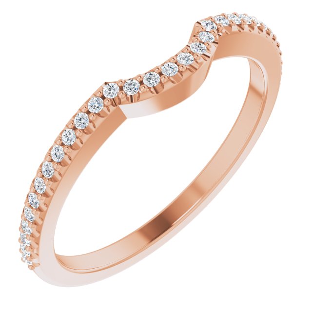 14K Gold Round Lab-Grown Diamond Accented Contour Band – 1mm Stones - Rose Gold