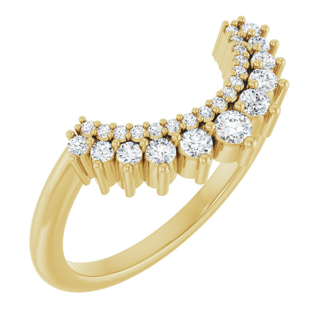 14K Gold Round Lab-Grown Diamond Contour Band – 2.2mm Stones - Yellow Gold