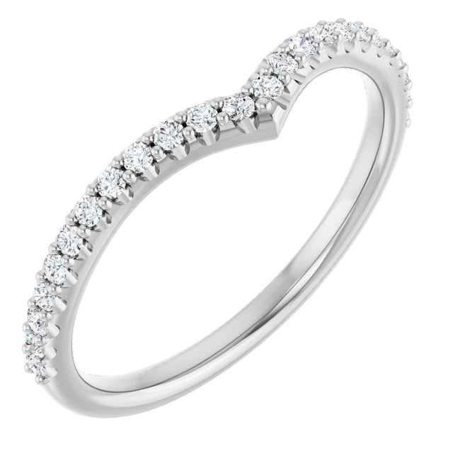 Platinum Round Natural Diamond Accented V Contour Band