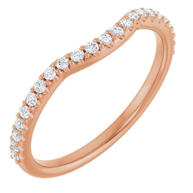 14K Gold Round Natural Diamond Accented Contour Band – 1.1-2.5mm Stones - Rose Gold