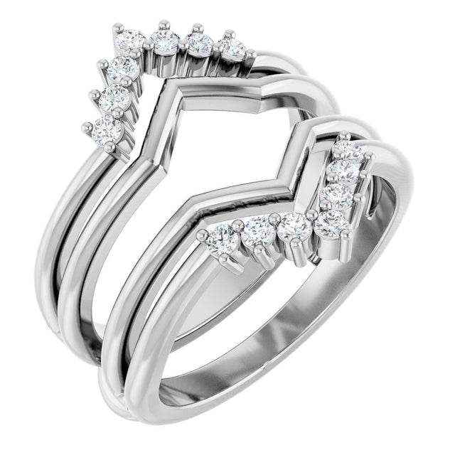 Platinum Round Natural Diamond Accented Ring Guard
