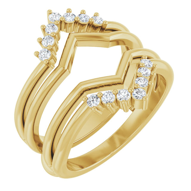 14K Gold Round Lab-Grown Diamond Accented Ring Guard - Yellow Gold