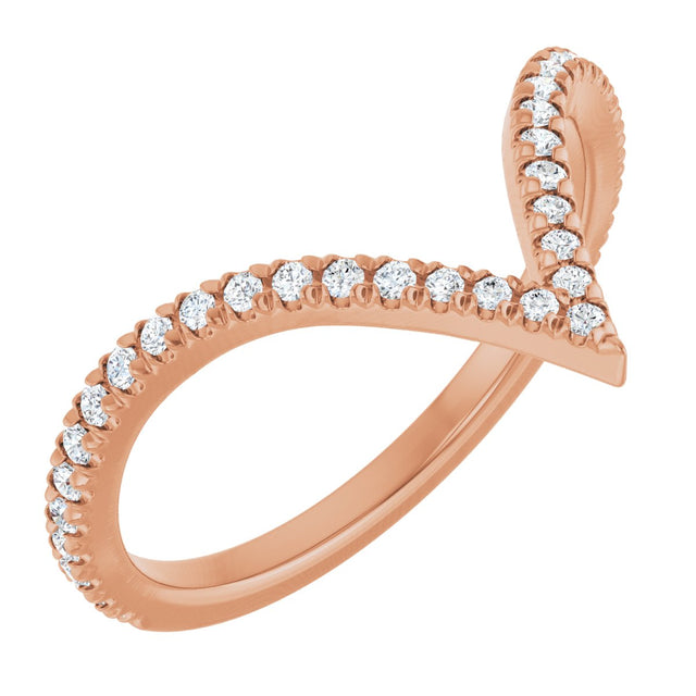 14K Gold Round Natural Diamond Contour Band – 1.3-1.5mm Stones - Rose Gold