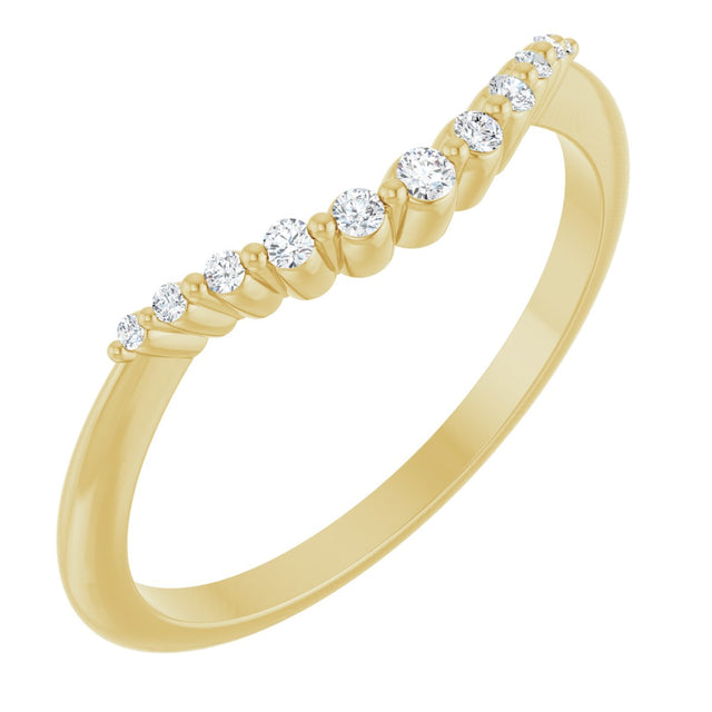 14K Gold Round Natural Diamond Contour Band – 1.5-2.5mm Stones - Yellow Gold