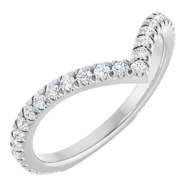 14K Gold Round Natural Diamond Accented Contour Band II - White Gold