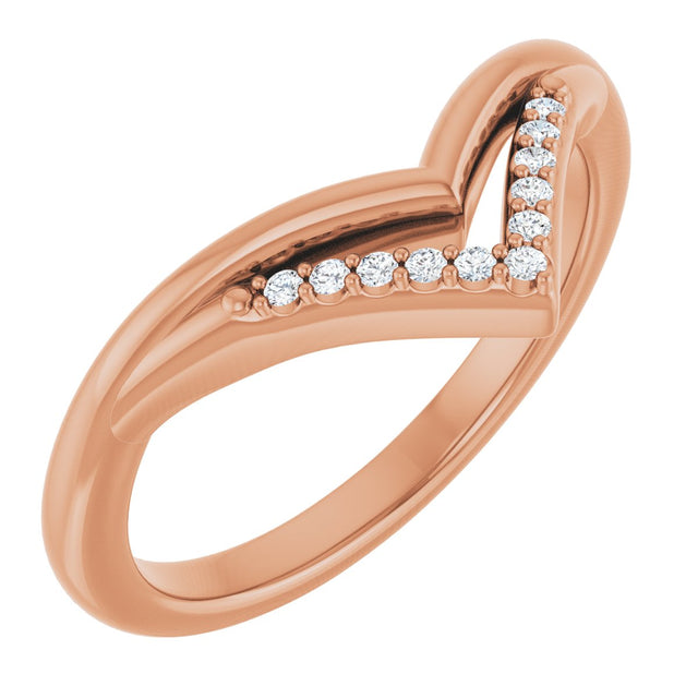 14K Gold Round Natural Diamond Contour Band – 1.1mm Stones - Rose Gold