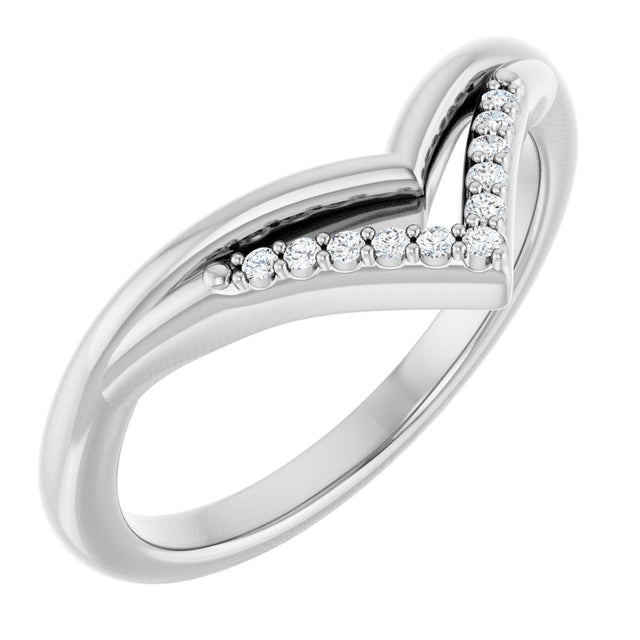 14K Gold Round Natural Diamond Contour Band – 1.1mm Stones - White Gold