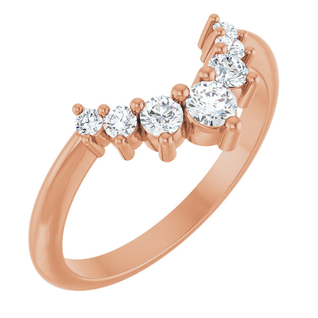 14K Gold Round Lab-Grown Diamond Accented Contour Band – 2.25-3.5mm Stones - Rose Gold
