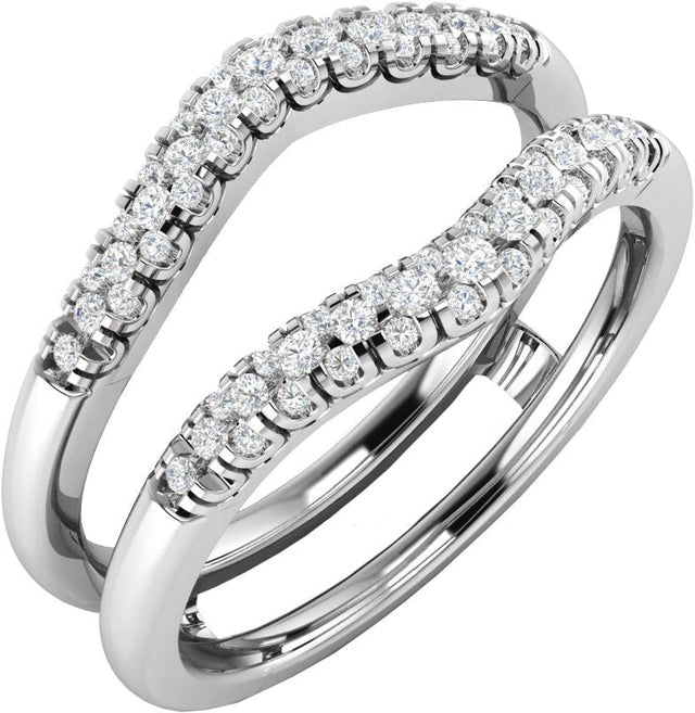 14K Gold Round Natural Diamond Ring Guard – 1.3mm Stones - White Gold