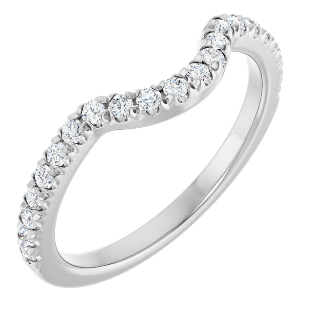 Platinum Round Natural Diamond French-Set Contour Band – 1.3-2mm Stones