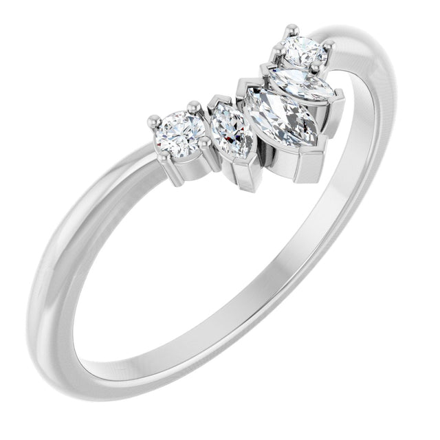 Platinum Marquise Natural Diamond Contour Band – 4x2mm