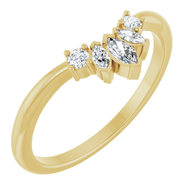 14K Gold Marquise Lab-Grown Diamond Contour Band – 4x2mm - Yellow Gold