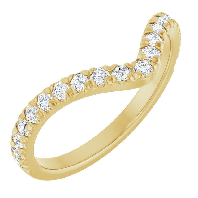 14K Gold Round Lab-Grown Diamond Accented Contour Band – 1.3-2mm Stones - Yellow Gold