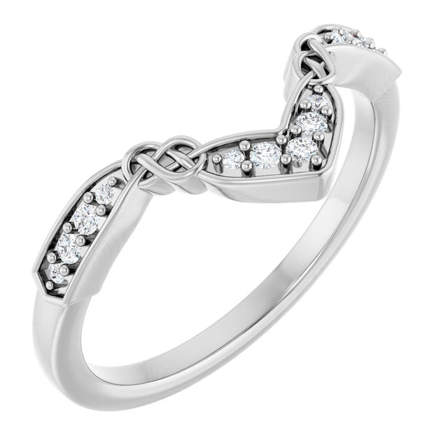 Platinum Round Natural Diamond Celtic-Inspired Contour Band