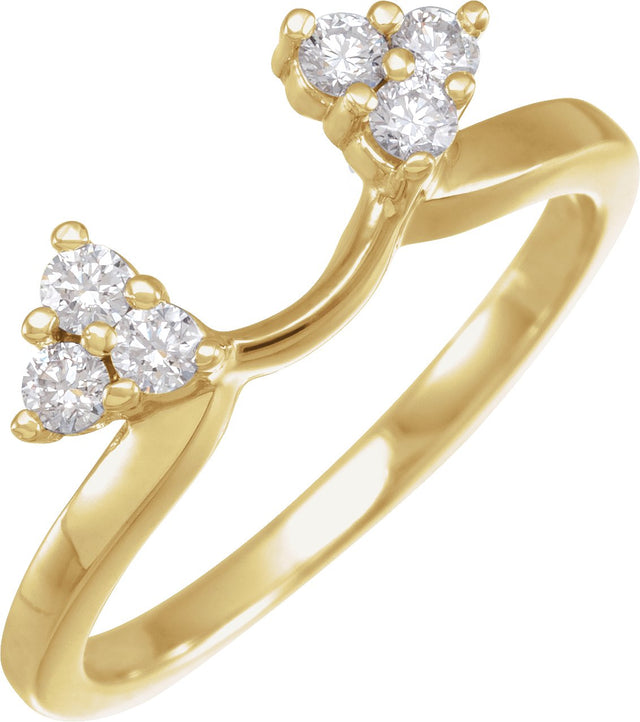 14K Gold Round Natural Diamond Wrap-Style Ring Enhancer – 2.2mm Stones - Yellow Gold