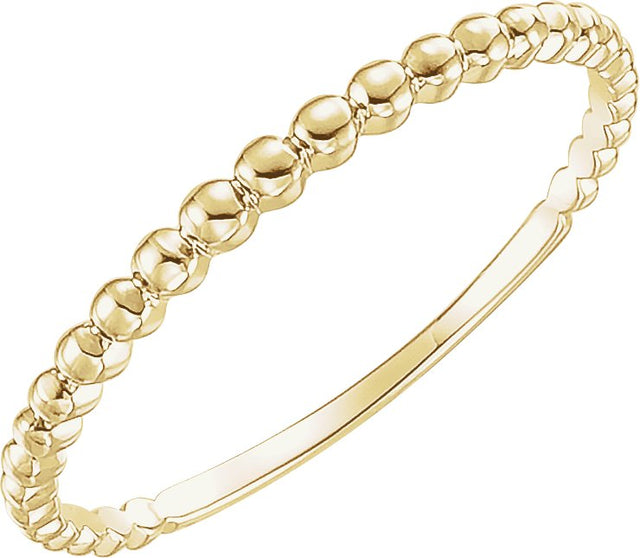 14K Gold Stackable Bead Ring IV - Yellow Gold