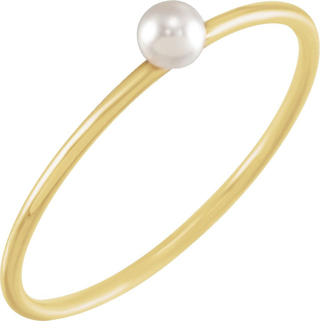 14K Gold Stackable Pearl Ring