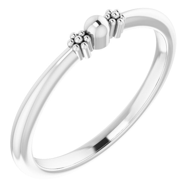 14K Gold Stackable Bead Ring III - White Gold