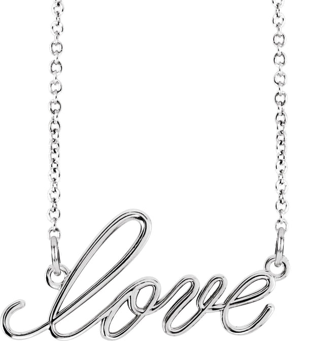 14K Gold Love Necklace - White Gold