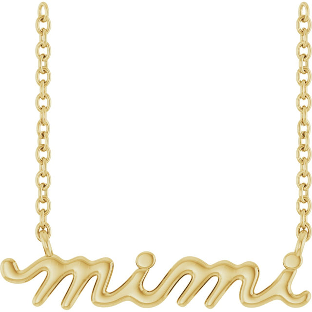 14K Gold Lowercase Script Mimi Necklace - Yellow Gold