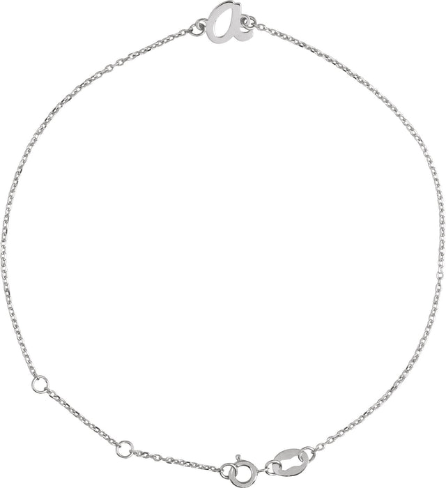 Platinum Initial A Script Bracelet