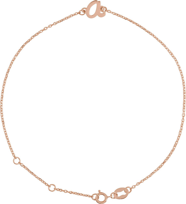 14K Gold Initial A Script Bracelet - Rose Gold