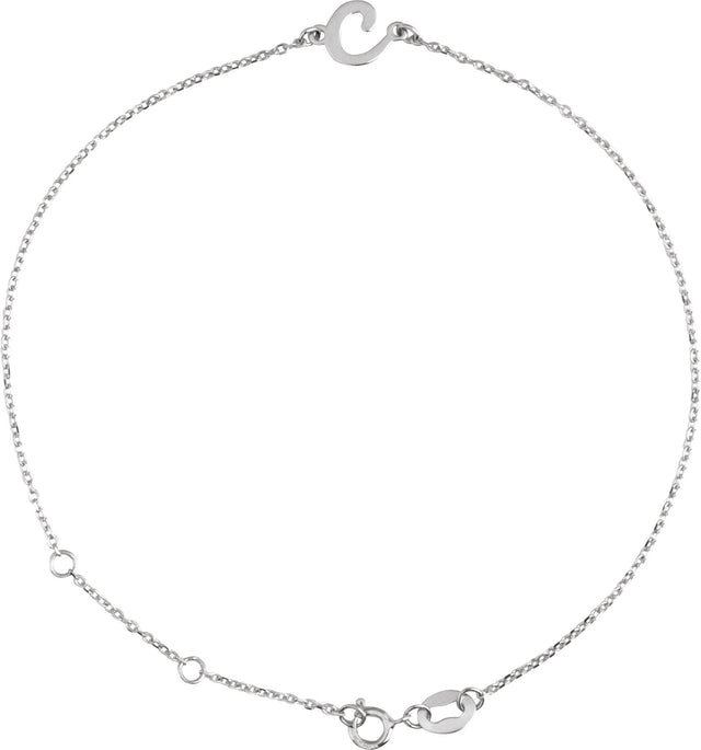 Platinum Initial C Script Bracelet